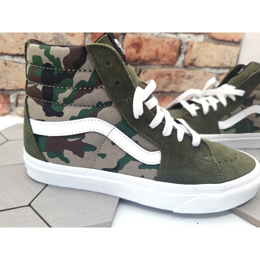 New Vans Sk8-Hi Camo Olive Green High Top Mens 6.5 / Women 8 / Kids 6.5 GS - Picture 2 of 10